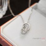 TOP Replica S925 silver Cartier Love Double Pendant Necklace Inlaid with Diamond